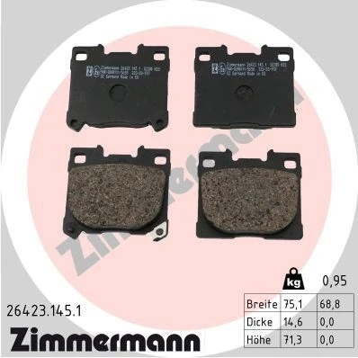 Bilde av ZIMMERMANN 26423.145.1 Bremseklosser med akustisk slitasjevarsel Bildet viser leveranseinnholdet TOYOTA: Yaris IV