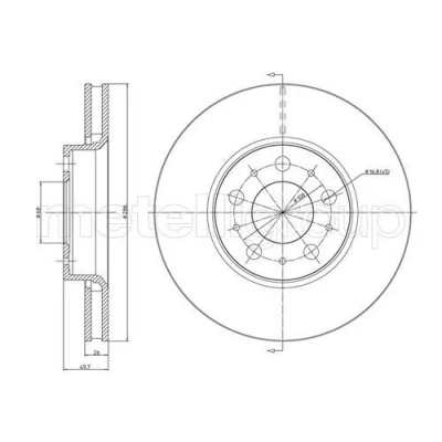 Bilde av METELLI 23 0560C Bremseskiver 286,0 26,0 5 68,0 ventilert spraylakkert VOLVO: V70 2, XC70 I Cross Country, S80