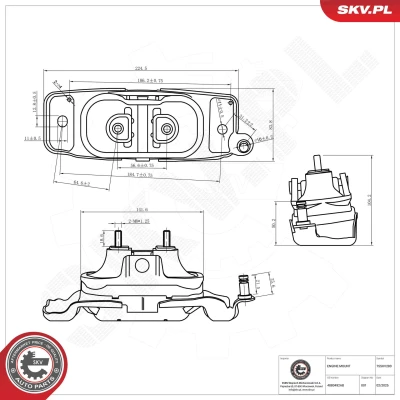 Bilde av Lagring, motor, Høyre Esen skv 75SKV280 chrysler grand voyager v, dodge caravan, vw routan OE 4880492AA, 4880492AB, 7B0199555