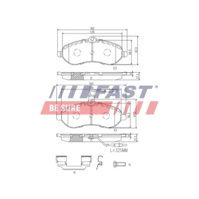 Bilde av FAST FT29133 Bremseklosser framaksel med integrert slitasjesensor PEUGEOT: Expert II Tepee, Van, I CITROËN: Jumpy Van