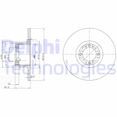 Bilde av DELPHI BG2081 Bremseskiver 214 9,6 4 fullt ut oljet ubehandlet uten hjullager, ABS sensorring ROVER: Mini Hatchback