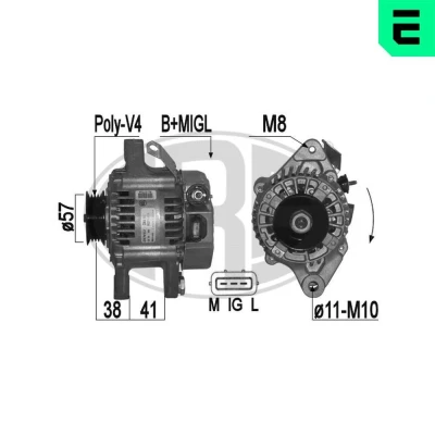 Bilde av ERA 209394A Dynamo 14V 70A TOYOTA: Yaris I Hatchback, Verso