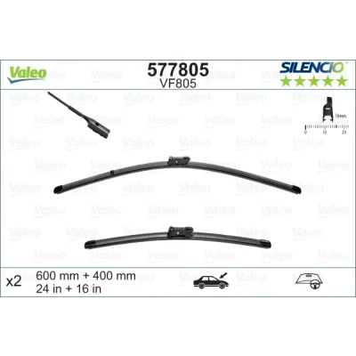 Bilde av Vindusvisker Valeo 577805 foran Flatt viskeblad stiftfeste SKODA: Fabia III Stasjonsvogn, Hatchback