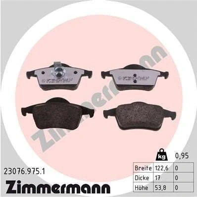 Bilde av ZIMMERMANN 23076.975.1 Bremseklosser Bildet viser leveranseinnholdet VOLVO: V70 2, XC70 I Cross Country, S80
