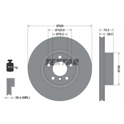 Bilde av TEXTAR PRO+ 92257105 Bremseskiver 328 28 05/06 120 innvendig ventilert belagt høy karbon uten hjulfestebolt, hjulnav BMW: X3, X4