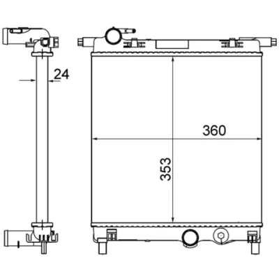 Bilde av MAHLE ORIGINAL CR 831 001S Radiator 352 360 32 Kjøleribber satt sammen mekanisk