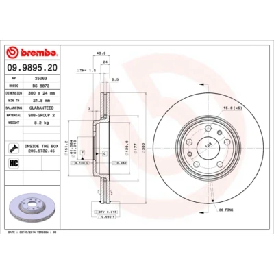 Bilde av BREMBO 09.9895.20 Bremseskiver 300 24 5 innvendig ventilert høy karbon med skruer RENAULT: SCENIC 2, GRAND 2