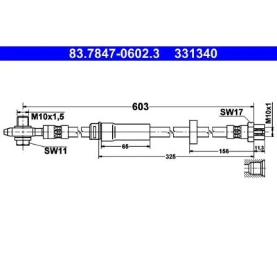 Bilde av ATE 83.7847 0602.3 Bremseslange 603 M10x1 VOLKSWAGEN: Passat B6 Variant, B7 Alltrack