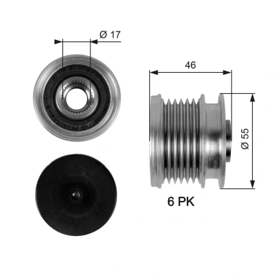 Bilde av GATES OAP7092 Frihjul Dynamo 46 FleetRunner Micro V Stretch Fit MERCEDES BENZ: E Klasse T modell, Vito Minibuss, C Sedan, JEEP: Patriot