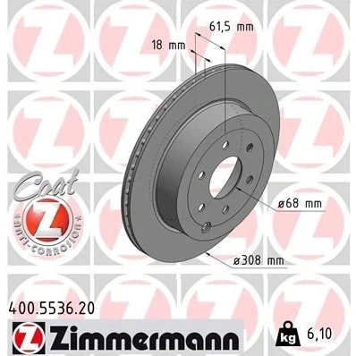 Bilde av ZIMMERMANN 400.5536.20 Bremseskiver 308 18 7/6 6 114 innvendig ventilert belagt høy karbon MERCEDES BENZ: X Klasse