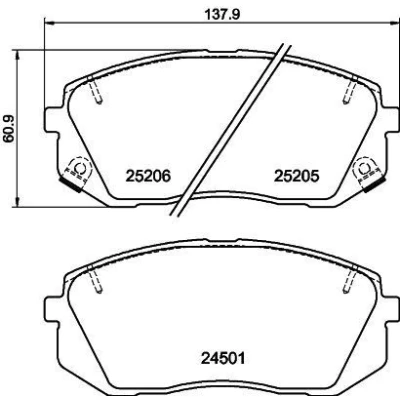 Bilde av HELLA 8DB 355 025 981 Bremseklosser med akustisk slitasjevarsel tilbehør KIA: Niro, Optima / K5 Sportswagon, Proceed, HYUNDAI: Tucson, Kona SUV