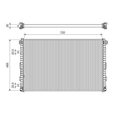 Bilde av VALEO 701305 Radiator Aluminium 720mm 468mm 26mm uten kjølemiddelregulator