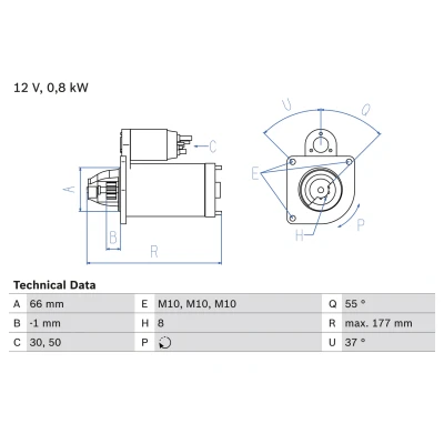 Bilde av Starter 12V Bosch 0 986 028 000 dacia, renault OE 60 01 549 062, 82 00 240 487, 584 664