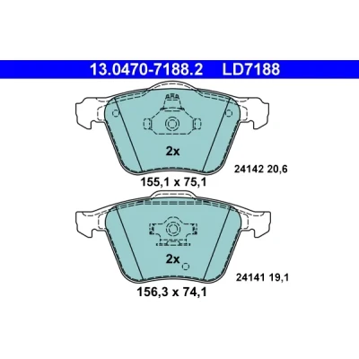 Bilde av ATE Ceramic 13.0470 7188.2 Bremseklosser ikke klargjort for slitasjeindikator, ekskl. slitasjevarselkontakt VOLVO: XC90 I