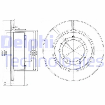Bilde av DELPHI BG3117 Bremseskiver 317 18 6 ventilert oljet ubehandlet uten hjullager, ABS sensorring NISSAN: Patrol GR 5 SUV, 4 SUV