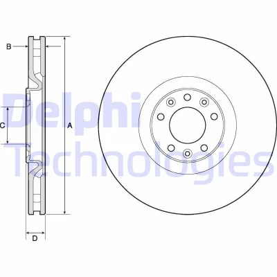 Bilde av DELPHI BG4814C Bremseskiver 340 30 5 ventilert belagt ubehandlet uten hjullager, ABS sensorring PEUGEOT: RCZ Coupé