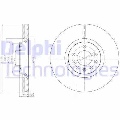 Bilde av DELPHI BG4185C Bremseskiver 321 28 5 ventilert belagt høy karbon uten hjullager, ABS sensorring OPEL: Zafira B, Astra H GTC, Hatchback