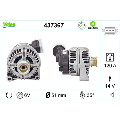 Bilde av VALEO 437367 Dynamo 14V 120A BMW: 5 Touring, Sedan, 3 Touring
