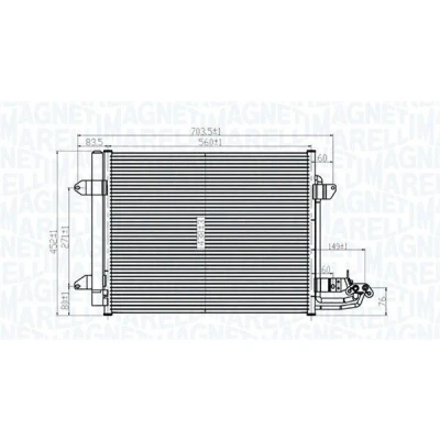 Bilde av MAGNETI MARELLI 350203815000 Kondensator med tørker 560x438x16 438 560 16 VOLKSWAGEN: Caddy 3, Touran I