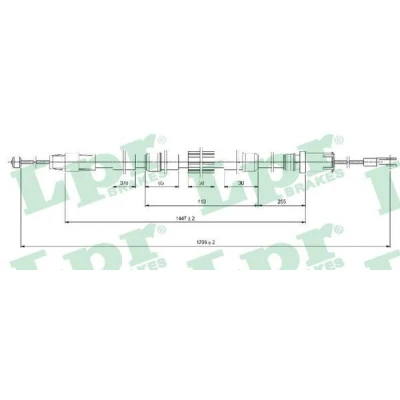 Bilde av LPR C1654B Bremsekabel 1706/1447 Skivebrems MERCEDES BENZ: Sprinter 3.5 T Van, 5 Flatvogn lastebil/Chassis