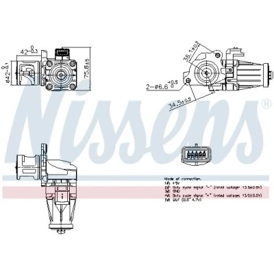 Bilde av NISSENS 98376 EGR Ventil uten kjøler FORD: Galaxy Mk2 MPV, S Max Mk1, MONDEO 4 Turnier, VOLVO: V70 3, V50, V60 I, PEUGEOT: 508 I SW, 3008
