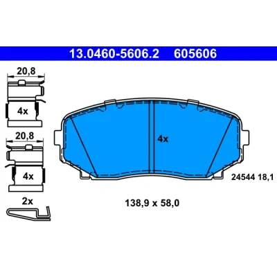 Bilde av ATE 13.0460 5606.2 Bremseklosser med akustisk slitasjevarsel tilbehør MAZDA: CX 7, FORD USA: Edge