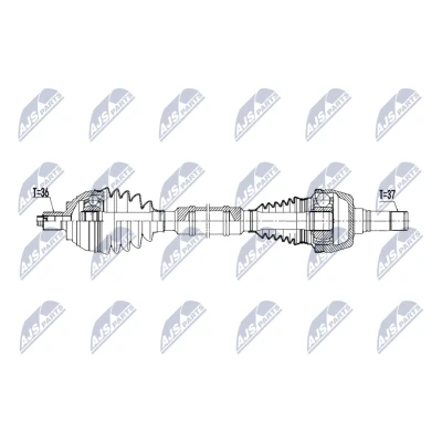 Bilde av NTY NPW VW 221 Drivaksel framaksel høyre 921mm Dobbel clutch girkasse 7 gir