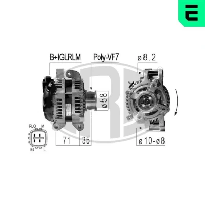 Bilde av ERA 210842A Dynamo 14V 100A TOYOTA: Avensis II Station Wagon, III Stasjonsvogn, Auris Hatchback