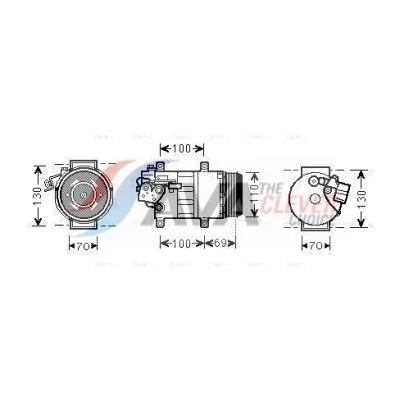 Bilde av AVA COOLING SYSTEMS MSAK576 Kompressor 6SEU16C 12V PAG 46 R134a med kompressorlje, uten diode MERCEDES BENZ: B Klasse, A Klasse