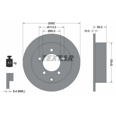 Bilde av TEXTAR PRO 92227403 Bremseskiver 262 10 05/06 114,3 fullt ut belagt uten hjulfestebolt, hjulnav MITSUBISHI: Lancer 8 Limousine,