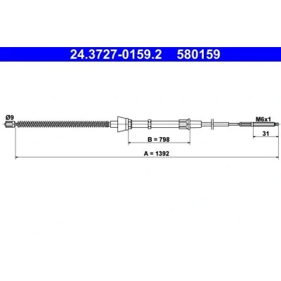 Bilde av ATE 24.3727 0159.2 Bremsekabel 1392