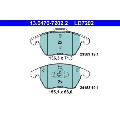 Bilde av ATE Ceramic 13.0470 7202.2 Bremseklosser ikke klargjort for slitasjeindikator, ekskl. slitasjevarselkontakt PEUGEOT: 3008 I, 308 I Hatchback, SW