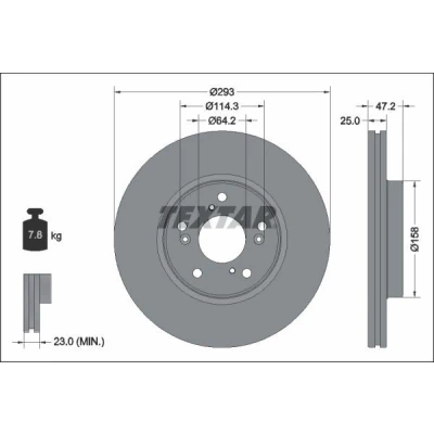 Bilde av TEXTAR 92321303 Bremseskiver 293 25 05/09 114,3 innvendig ventilert belagt uten hjulfestebolt, hjulnav HONDA: HR V II
