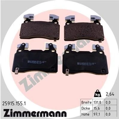 Bilde av ZIMMERMANN 25915.155.1 Bremseklosser med akustisk slitasjevarsel Bildet viser leveranseinnholdet TESLA: Model S, OPEL: Insignia B Sports Tourer