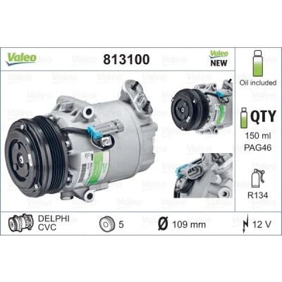 Bilde av VALEO 813100 Kompressor CVC 12 PAG 125 R 134a med kompressorlje NEW ORIGINAL PART MERCEDES BENZ: E Klasse Sedan, C T modell