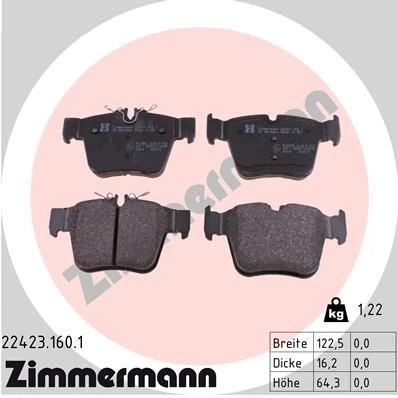 Bilde av ZIMMERMANN 22423.160.1 Bremseklosser klargjort for slitasjeindikator Bildet viser leveranseinnholdet MERCEDES BENZ: C Klasse T modell, Sedan