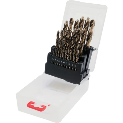 Bilde av YATO YT 41605 Metallspiralbor sett 1, 1.5, 2, 2.5, 3, 3.5, 4, 4.5, 5, 5.5, 6, 6.5, 7, 7.5, 8, 8.5, 9, 9.5, 10, 10.5, 11, 11.5, 12, 12.5, 13 1 25