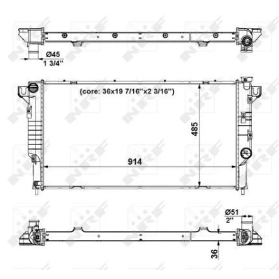 Bilde av NRF 56024 Radiator Aluminium 914 485 36 med påbyggingsdeler Kjøleribber loddet