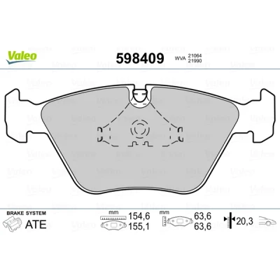 Bilde av VALEO 598409 Bremseklosser framaksel ekskl. slitasjevarselkontakt med antihyle blikk BMW: 3 Sedan, Touring, 5 Touring