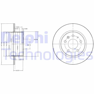 Bilde av DELPHI BG2240 Bremseskiver 279 10 5 fullt ut oljet ubehandlet uten hjullager, ABS sensorring MERCEDES BENZ: S Klasse Sedan, W123 /8 Sedan