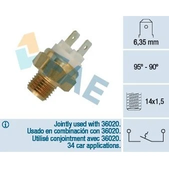 Bilde av Temperaturbryter, radiator ventilator, bmw 3 [e30], cabriolet touring 5 [e28], 7 [e23], opel omega a, a kombi, 1