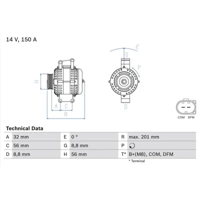 Bilde av BOSCH 0 986 046 300 Dynamo 14V 150A MERCEDES BENZ: Sprinter 3.5 T Van, E Klasse modell, Sedan