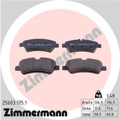 Bilde av ZIMMERMANN 25603.175.1 Bremseklosser Bildet viser leveranseinnholdet FORD: Transit Custom V362 Van, V363 Minibuss