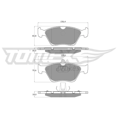 Bilde av TOMEX brakes TX 11 88 Bremseklosser framaksel klargjort for slitasjeindikator OPEL: Omega B Caravan, Sedan, Vectra A Sedan