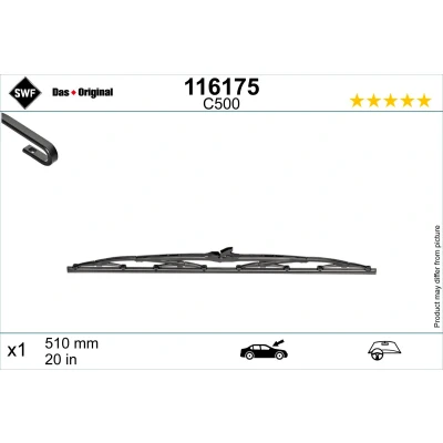 Bilde av Vindusvisker Swf 116175 510mm Bøyleviskeblad 20tomme TOYOTA: Land Cruiser Prado 150, Yaris I Hatchback, 100, BMW: X3, 3 Sedan, Coupé