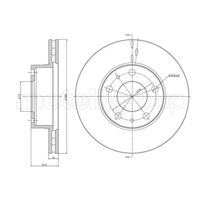 Bilde av METELLI 23 0340 Bremseskiver 280,0 24,0 5 73,0 ventilert FIAT: Ducato III Flatvogn lastebil / Chassis, II lastebil/Chassis