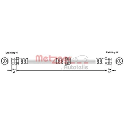Bilde av METZGER 4110248 Bremseslange 540 F10 x 1 AUDI: A3 Sportback, Hatchback, VOLKSWAGEN: Passat B6 Variant, Sedan
