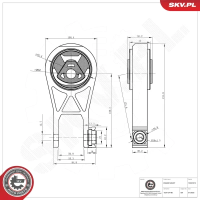 Bilde av Lagring, motor, Bak, Nede Esen skv 75SKV073 citroën, fiat, peugeot OE 1343631080, 1352887080, 1631724180