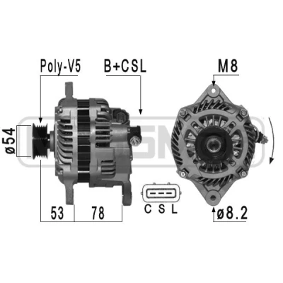 Bilde av AS PL A5060 Dynamo 12V 110A SUBARU: Forester II, Legacy 4 Limousine, III