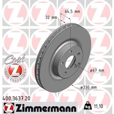 Bilde av ZIMMERMANN COAT Z 400.3637.20 Bremseskiver 330 32 6/5 5 112 innvendig ventilert belagt høy karbon MERCEDES BENZ: GLK, E Klasse T modell